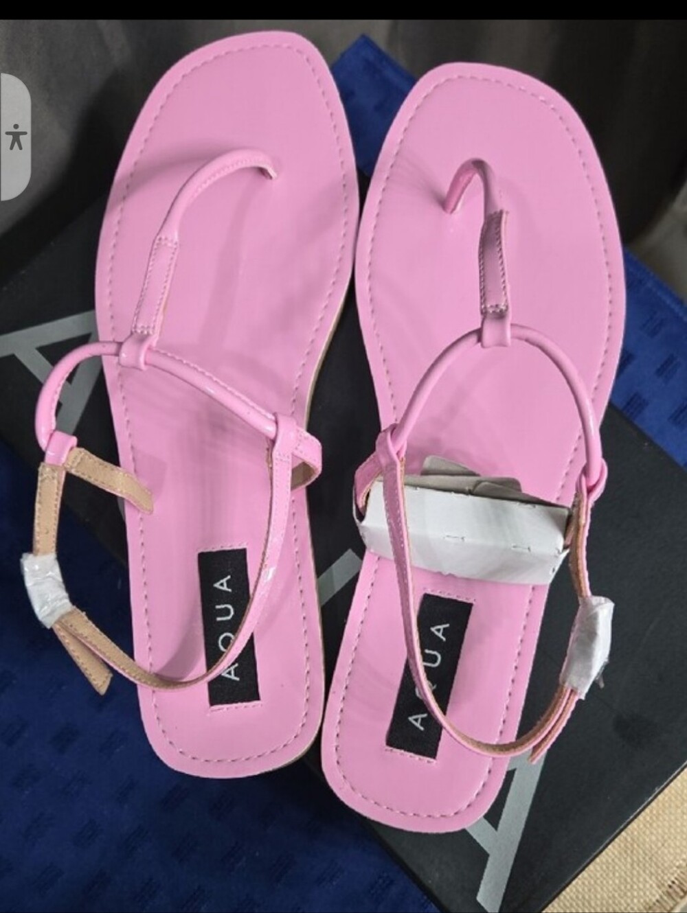 Aqua Pink T-Strap Flat Sandals